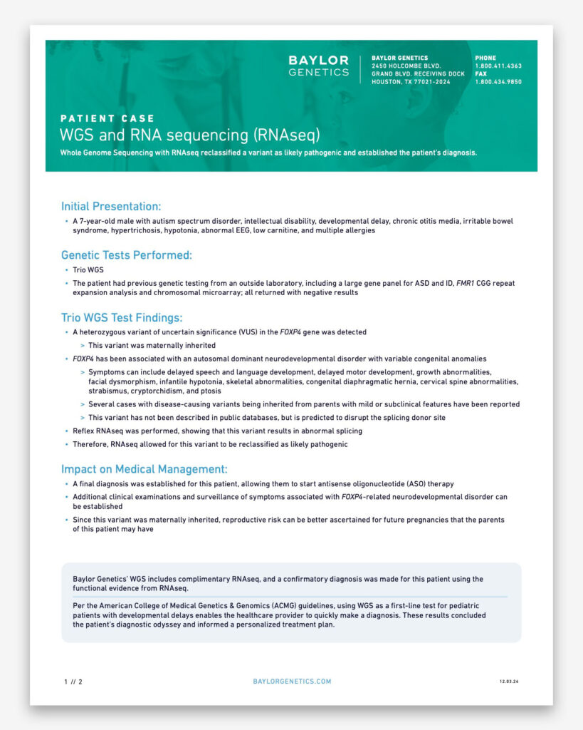 WGS and RNAseq Patient Case
